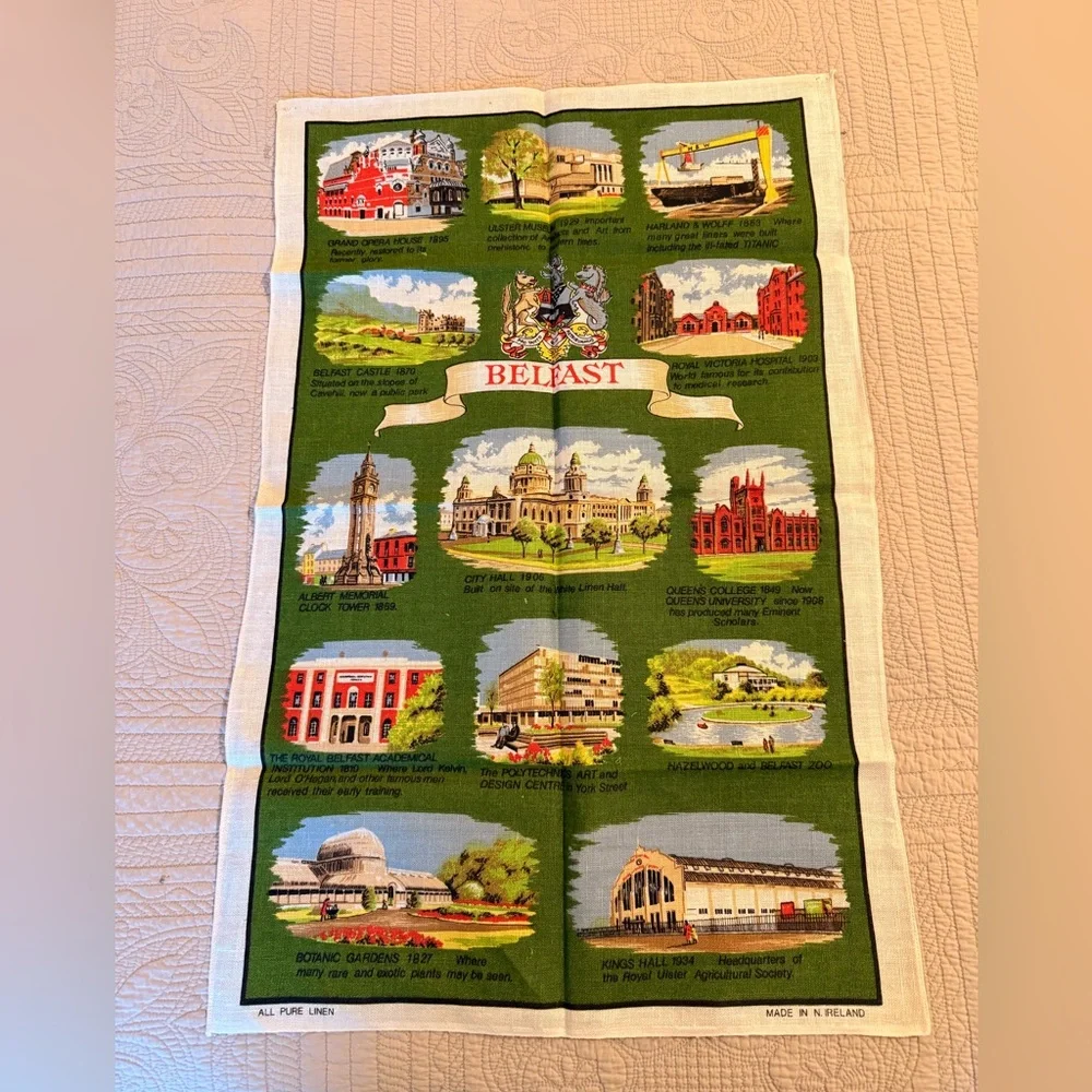Vintage Ireland Fermanagh Lakeland and Belfast Decorative Tea Towels NWOT